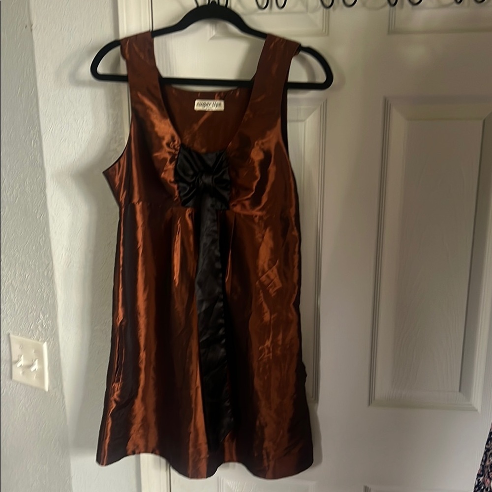 Sugar lips Brown Satin Sleeveless Dress